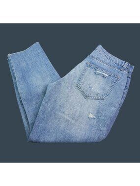 Gap Womens Best Girlfriend Distressed Light Wash Jeans 25 Raw Hem 100% Cotton